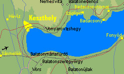 Keszthely auf der westlichen Balatonkarte