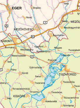 Theiß See auf der Landkarte von Ungarn